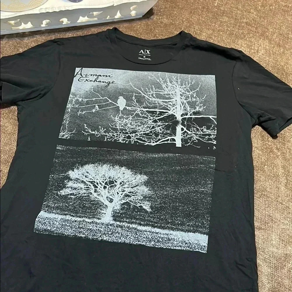 Armani Exchange Black Graphic T-Shirt - size medium